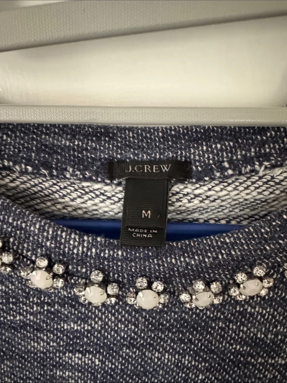 J Crew Embellished Crewneck Sweater - Blue